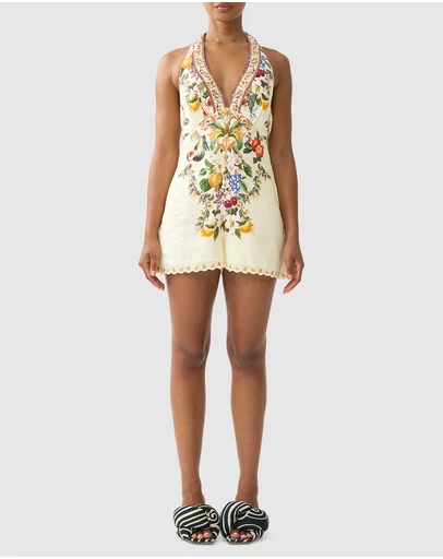 Camilla - Button Front Halter Playsuit