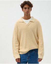 AERE - Oversized Open Collar Knit Polo