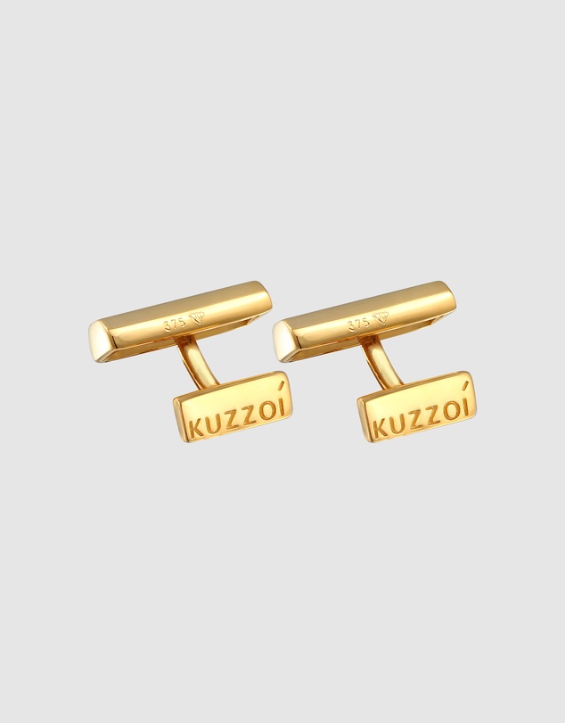 Kuzzoi - ICONIC EXCLUSIVE - Cufflinks Men Rectangle Bar Elegant in 375 Yellow Gold