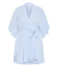 City Chic - Kitty Check Print Sleepwear Kimono