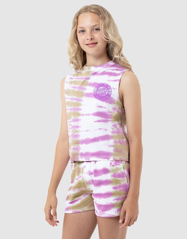 Santa Cruz - Strange Check Dot Mono Muscle Tee - Kids-Teens
