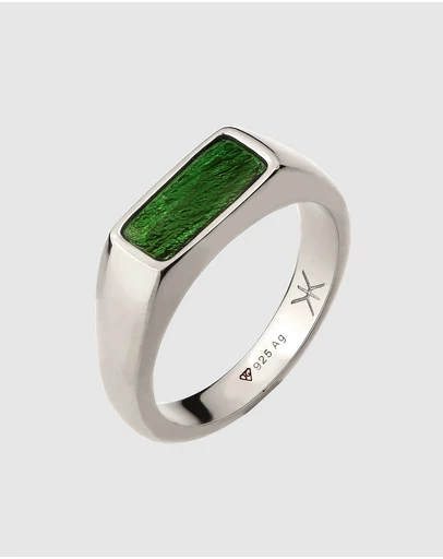 Kuzzoi - ICONIC EXCLUSIVE - Enamel Signet Ring in 925 Sterling Silver
