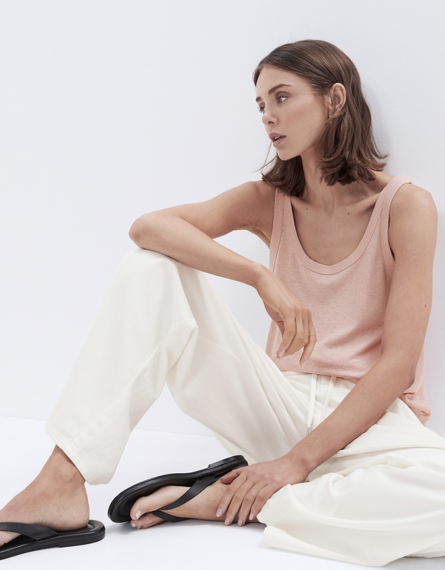 UNISON - Linen Blend Scoop Neck Tank