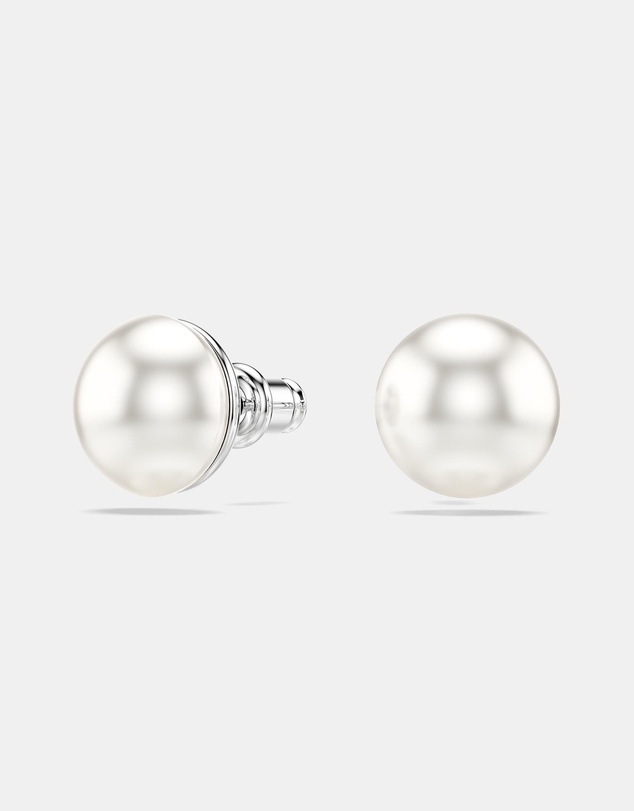 Swarovski - Matrix Stud Earrings, Crystal Pearl, White, Rhodium Plated