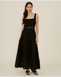 The Fated - Ruffle Pinafore Maxi Tiered Dress