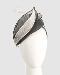 Max Alexander - Pillbox Black White Racing Fascinator