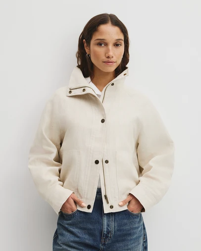 Country Road - Linen Funnel Neck Jacket