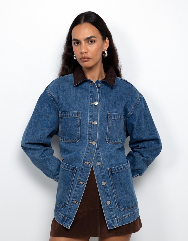 AERE - Denim Contrast Collar Jacket