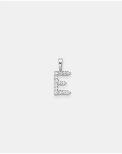 Zoe Olivia - 9K White Gold Lab Grown Diamond Initial E Pendant