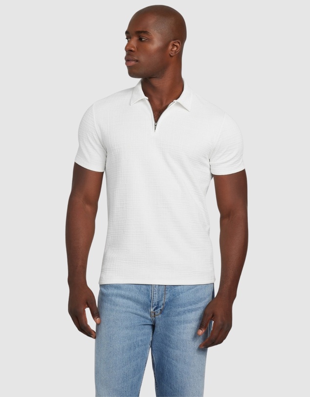 GUESS - Eco Percy Textured Zip Polo Shirt