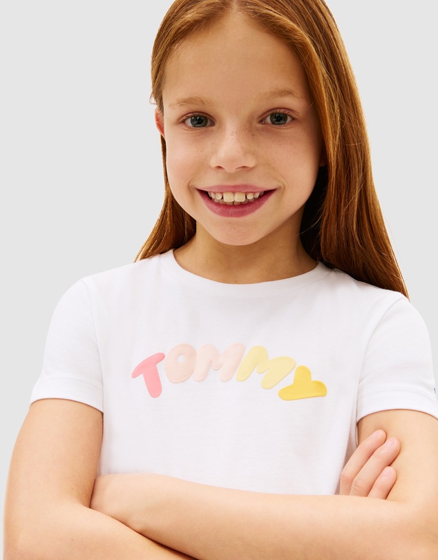 Tommy Hilfiger - Girls Textured Logo Jersey Crew Neck T-Shirt - Teens