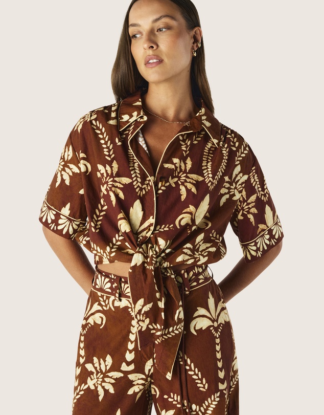 MOS The Label - Deia Print Tie Front Shirt