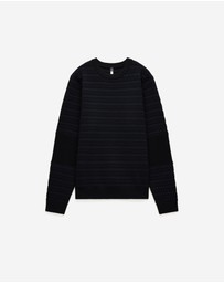Calibre - Geometric Jacquard Crew Neck Sweater Navy