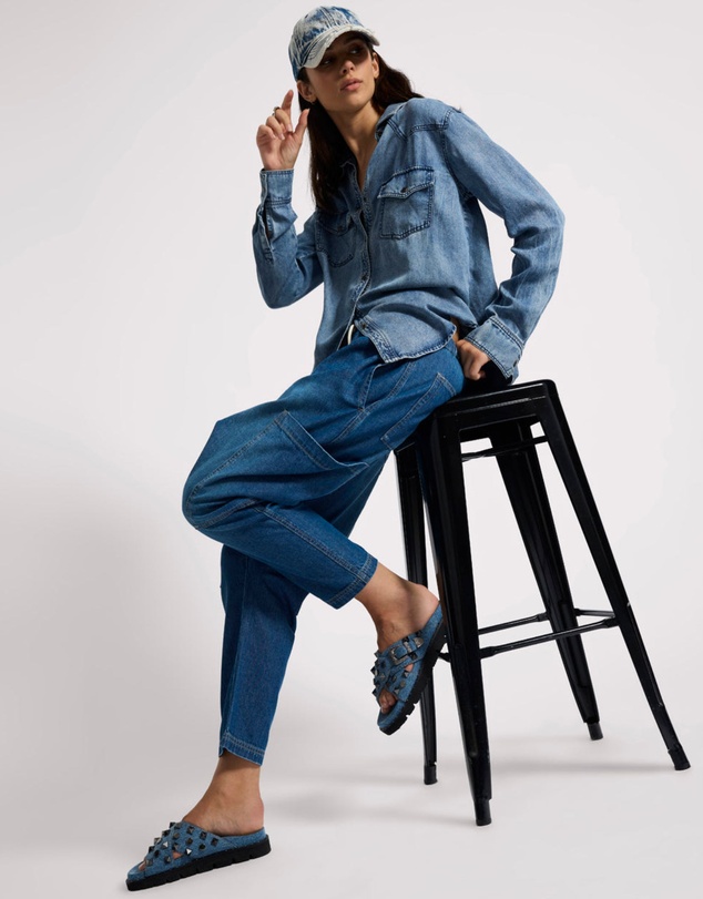 ONE TEASPOON - Isla Low Waist Drawstring Harem Denim Jeans - Blue Pasadena