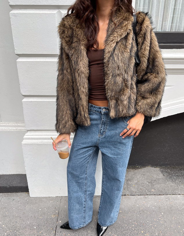 Beginning Boutique - It Girl Chocolate Faux Fur Jacket