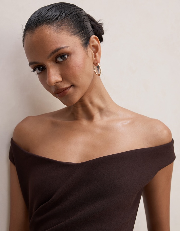 Forever New Petite - Zaria Petite Off Shoulder Draped Midi Dress