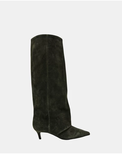 Steve Madden - Luca Olive Suede Heeled Boots