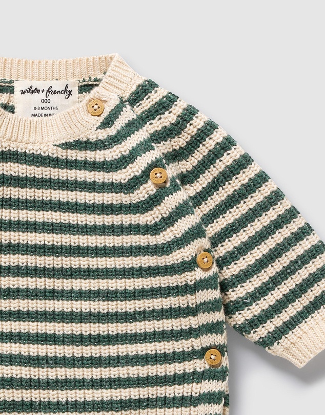 Wilson & Frenchy - Organic Knitted Stripe Kimono Cardigan - Babies