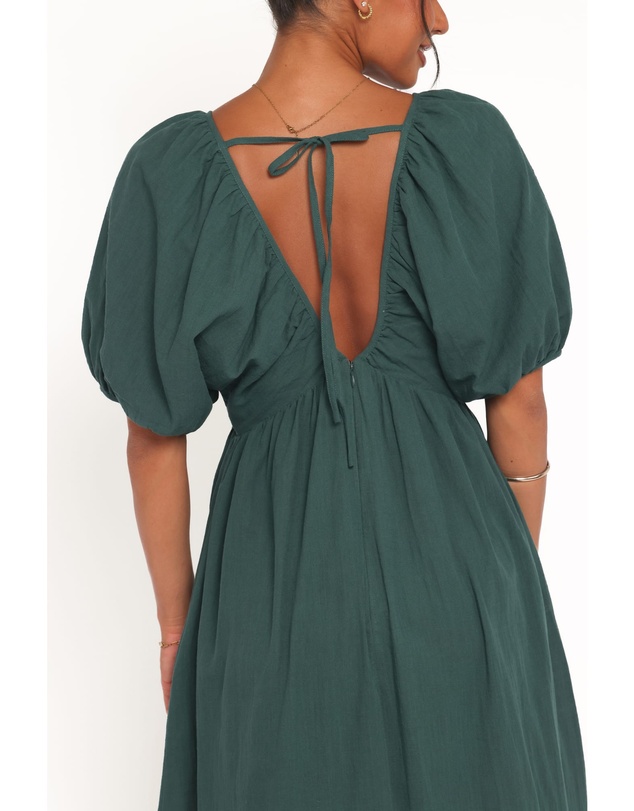 Petal & Pup - Sullivan Puff Sleeve Maxi Dress - Forest Green