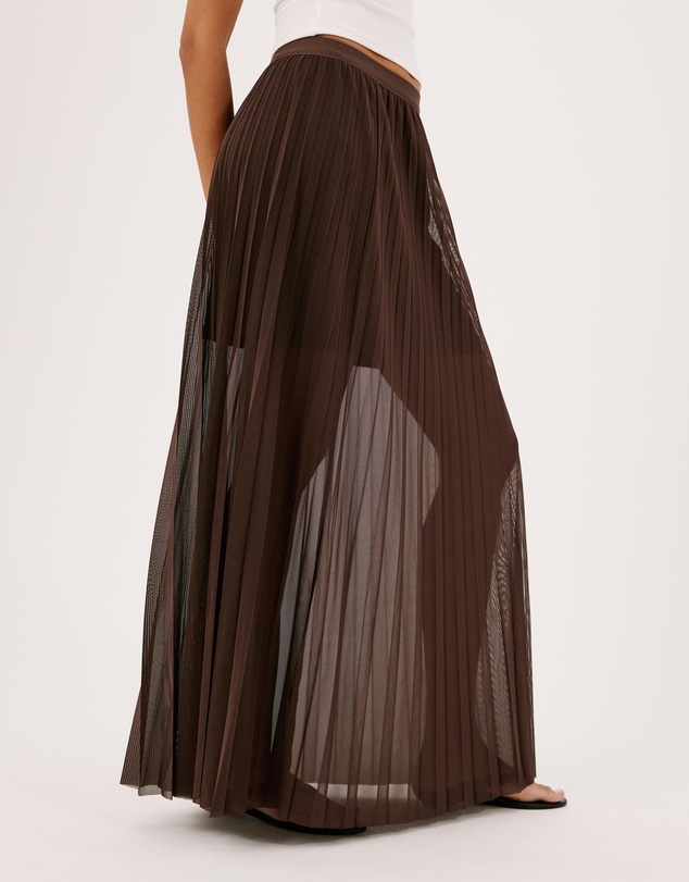 Atmos&Here - Bella Pleated Mesh Maxi Skirt