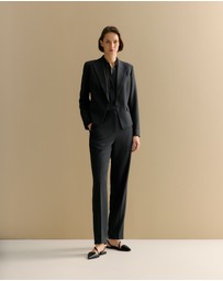 Trenery - Piping Detail Straight Leg Pant in Black