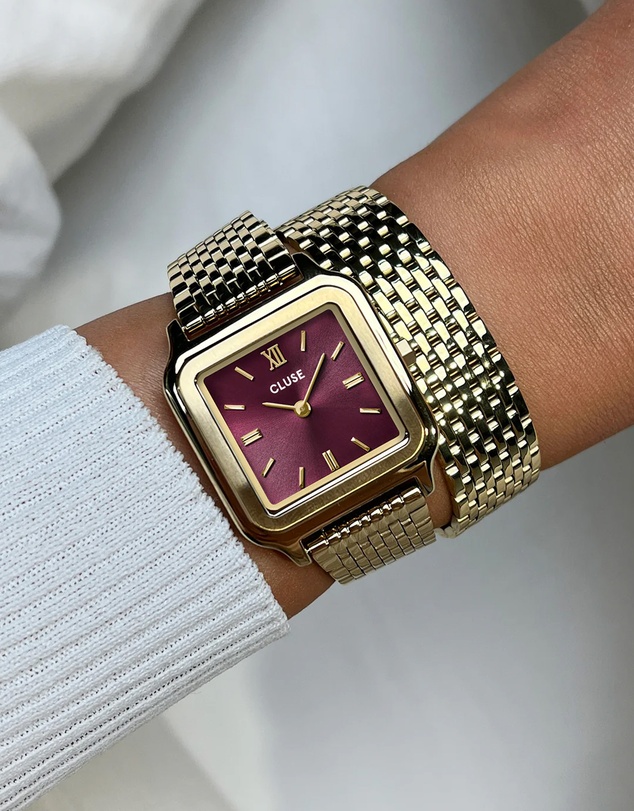 Cluse - Gracieuse Watch Double Steel, Wine, Gold Colour