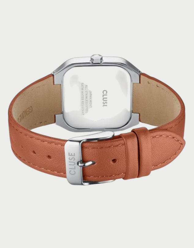 Cluse - CLUSE Quadrus Multi, Leather, Light Brown, Silver Colour