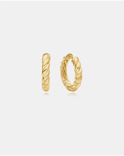 Ania Haie - Ania Haie Gold Twisted Huggie Hoop Earrings