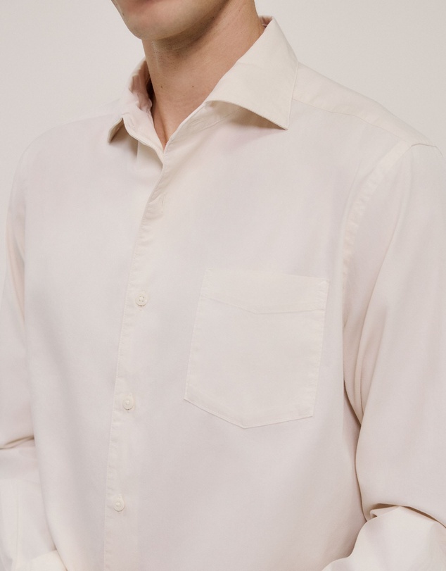 Trenery - Garment Dyed Cotton Twill Shirt in Stone