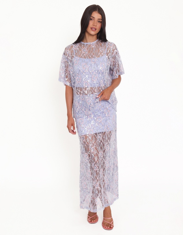 Petal & Pup - Yonder Sheer Panel Lace Maxi Skirt - Purple