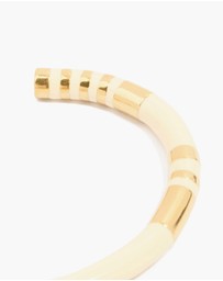 Lovisa - Waterproof Gold Plated Stainless Steel Neutral Toned Enamel Striped Wrist Cuff