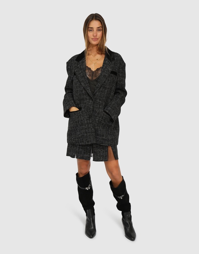 Belle & Bloom - City Noir Tweed Oversized Blazer