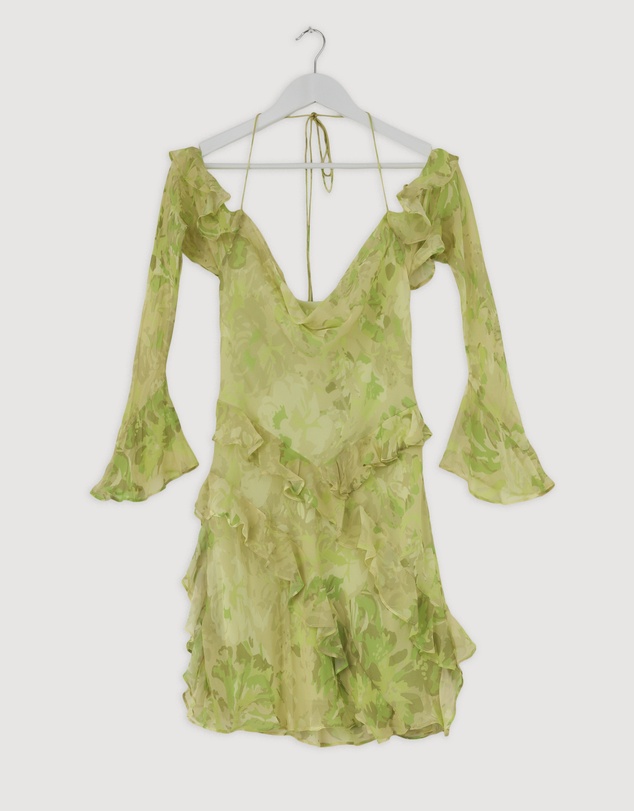 Revibe - Repaired Shona Joy Miller Long Sleeve Ruffle Mini Dress - AU 10