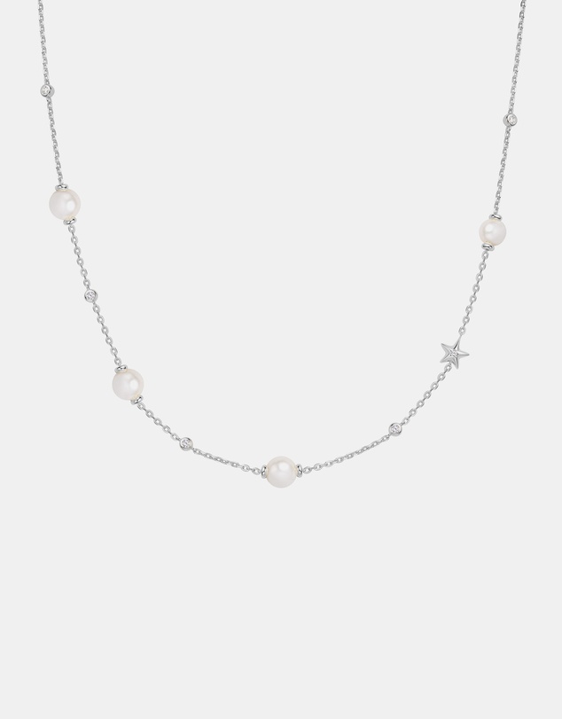 Ania Haie - Ania Haie Silver Pearl and Star Station Necklace