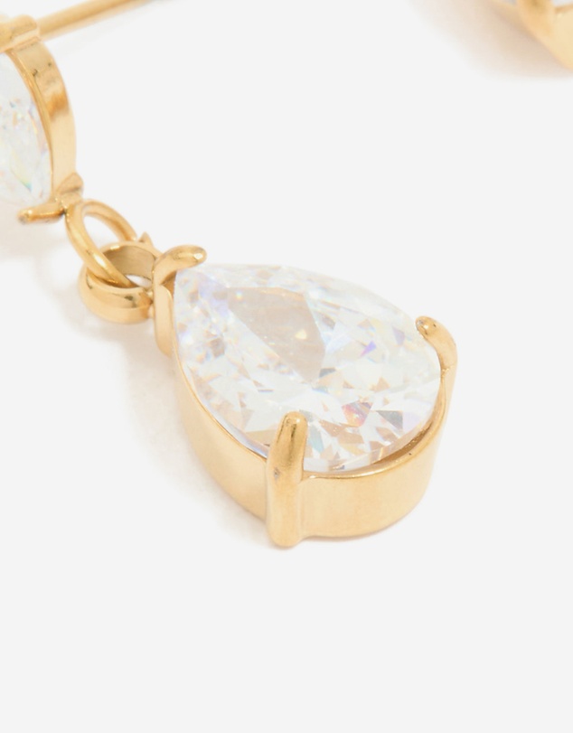 Lovisa - Waterproof Gold Plated Stainless Steel Cubic Zirconia Dainty Drop Earrings