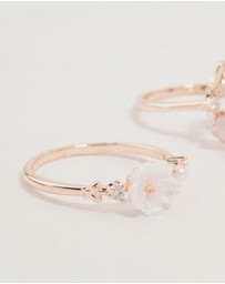 Lovisa - Rose Gold Flower & Circle Cubic Zirconia Rings 2-Pack