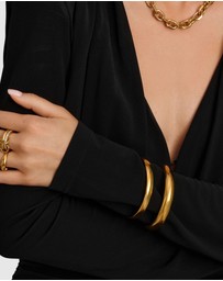 Nialaya Jewellery - Classic 8mm Round Bangle in Gold