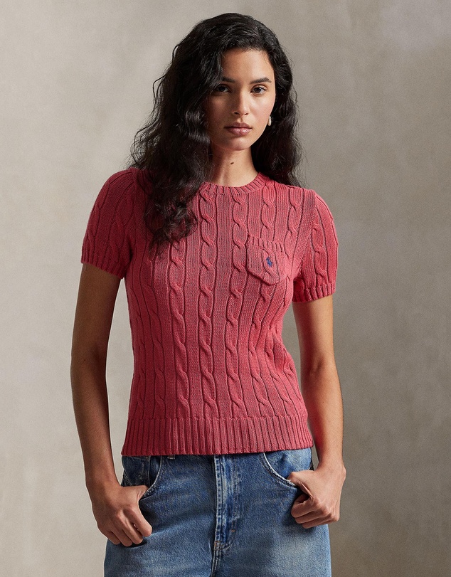 Polo Ralph Lauren - Cable-Knit Cotton Short-Sleeve Sweater - The ICONIC Exclusive