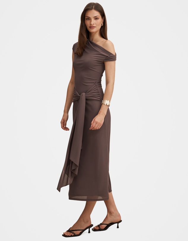 Forever New - Piper Draped Tie Mesh Midi Dress