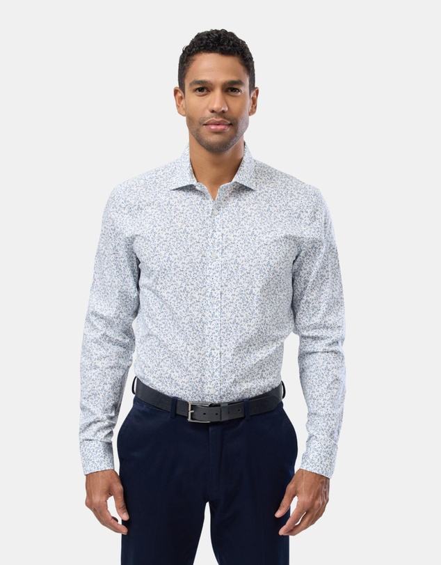 Brooksfield - Abstract Floral Print Reg Fit Stretch Business Shirt