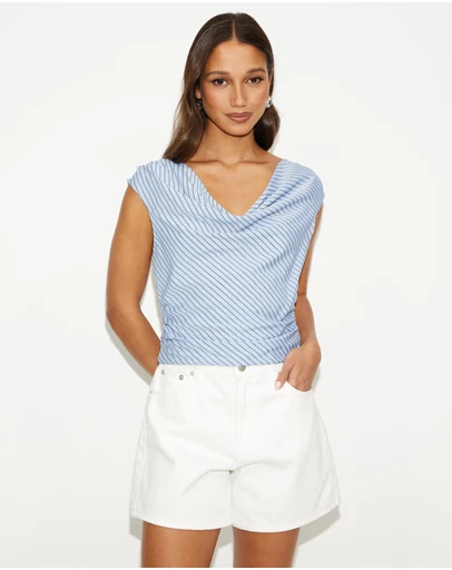 Dazie - Daisy Stripe Ruched Top