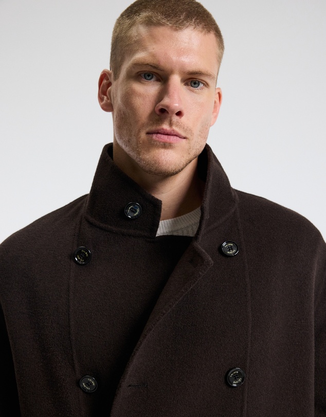 Calibre - Double Breasted Wool Cashmere Coat Chocolate