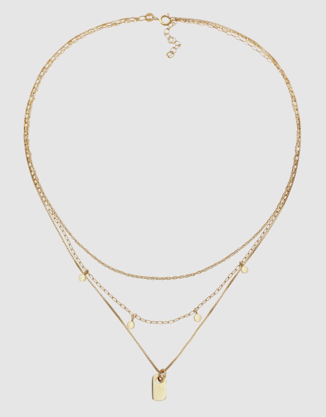 Elli Jewelry - Necklace Layer Disc 925 Sterling Silver Gold-Plated