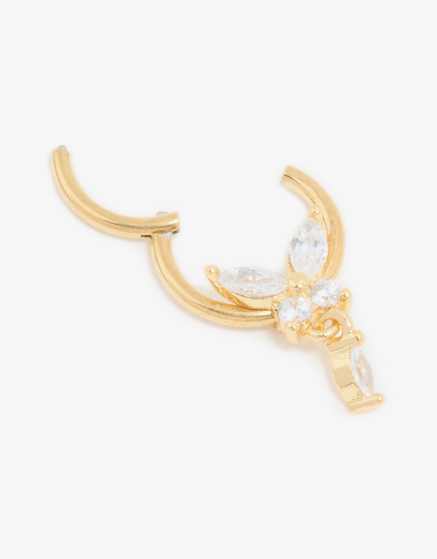 Lovisa - Gold Plated Surgical Steel Cubic Zirconia Marquise Drop Clicker Ring