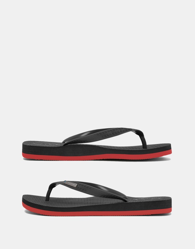 Boomerangz Footwear - Men's Black/Red Thongs with arch support and 2 x interchangeable straps
