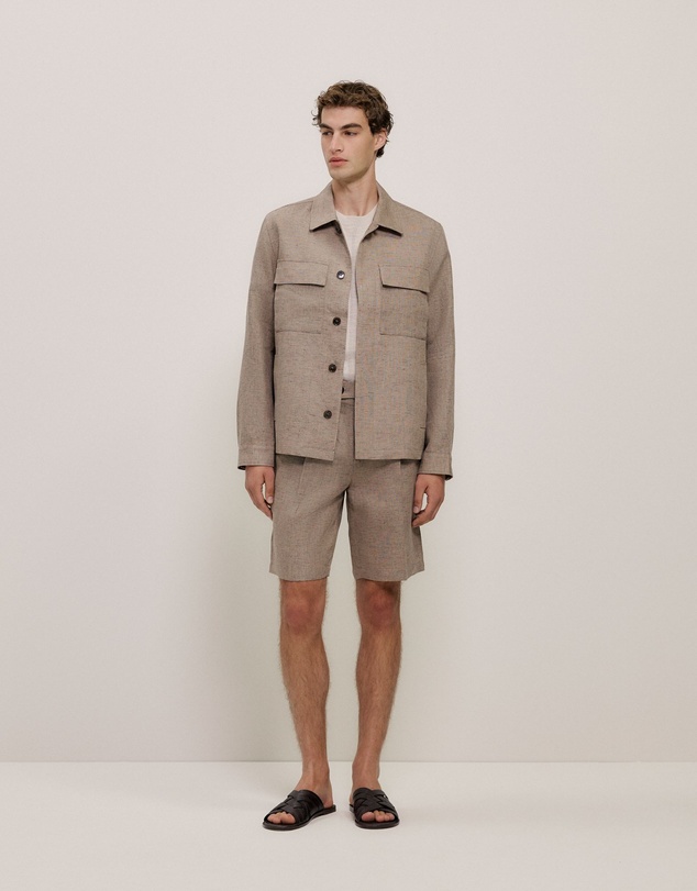 Trenery - Yarn Dyed Linen Twin Pocket Jacket in Otter