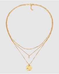 Elli Jewelry - Necklace Layer Crystal Disc 925 Sterling Silver Gold-Plated
