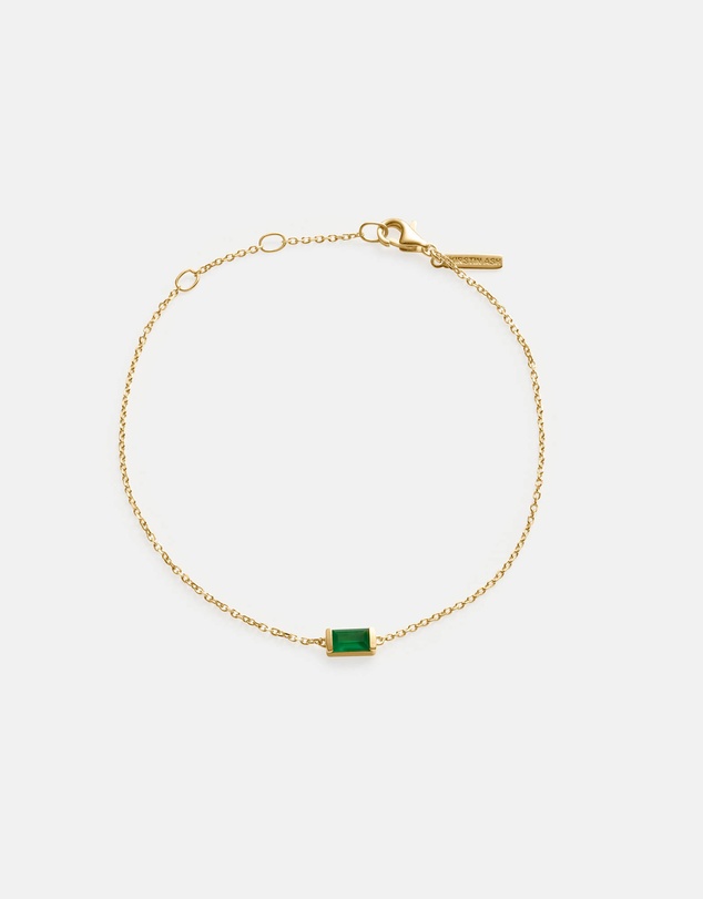 Kirstin Ash - Baguette Birthstone Bracelet May Green Onyx