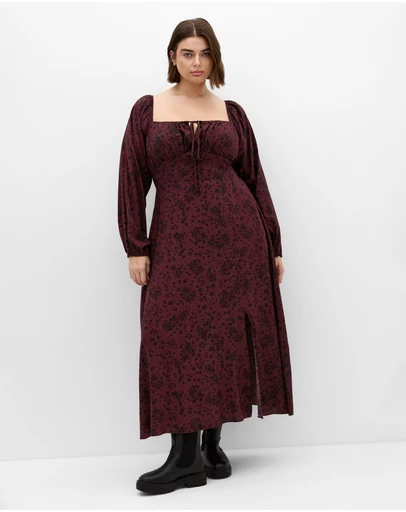 City Chic - Abbigail Long Sleeve Print Maxi Dress