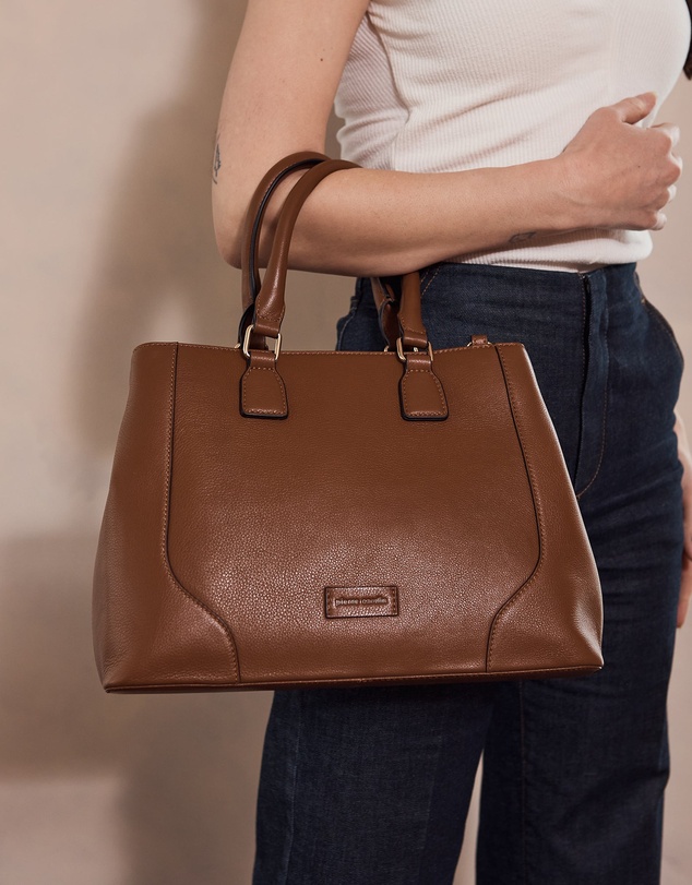 Pierre Cardin - Pierre Cardin Ladies Leather Tote with Detachable Strap